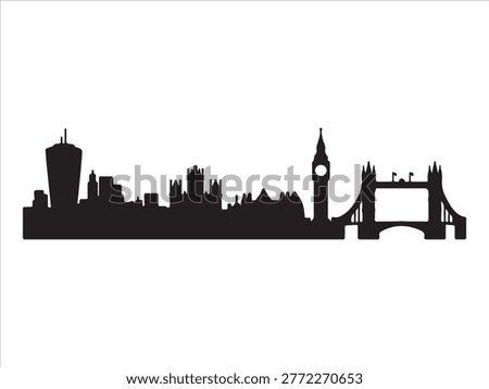 London skyline silhouette illustration vector Big Ben Tower Bridge city landmark design