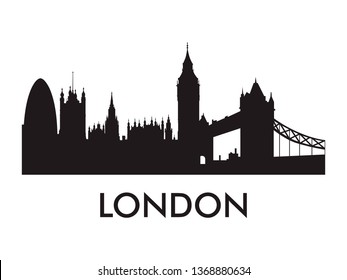 London  skyline silhouette vector of famous places