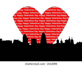 London skyline Valentines day