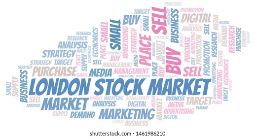 London Stock Market word cloud. Vector made with text only