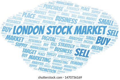 London Stock Market word cloud. Vector made with text only