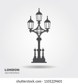 London street lamp icon. England vintage lantern.