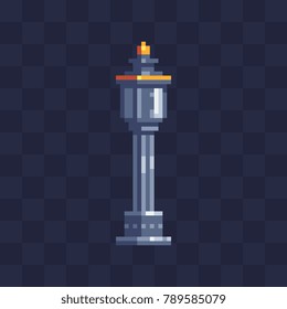 London street lamp icon. England vintage lantern. Pixel art. Isolated vector illustration. 