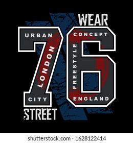 london style,urban wear typography graphic t shirt print vector illustration design