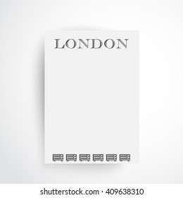 London symbol - red bus. Double decker. Silhouette and text on background