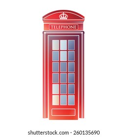 London symbol  -  Red telephone box icon - Colorful booth graphics - Modern design 
Vector illustration in a simplified, info - graphics, silhouette style, pastel shades.