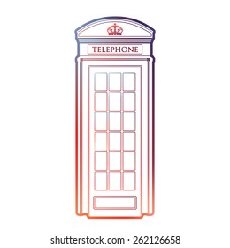 London symbol  -  Red telephone box icon - Colorful and linear booth graphics - Modern outline design 
 Template Vector illustration in a simplified, infographics, silhouette style, pastel shades.
