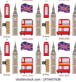 London Symbols Seamless Pattern Vector Illustration.