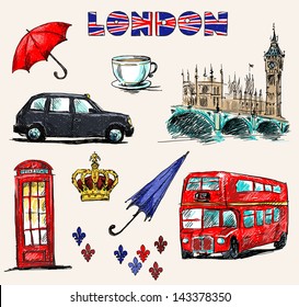 London symbols. Set of drawings.