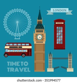 London Symbols Travel Time Set in Flat Style in Vector