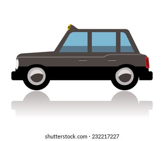 london taxi or black cab, funny cartoon style