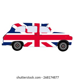 London Taxi Vector Isolated, Great Britain Flag, United Kingdom Flag, London Cab