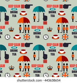 London tea time seamless vector pattern