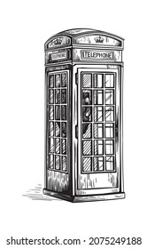 cabina telefónica londinense grabado a mano grabando retro britain