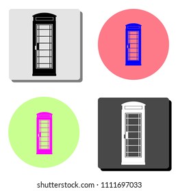 London telephone booth. simple flat vector icon illustration on four different color backgrounds