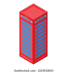 London telephone box icon isometric vector. England city. Old tour