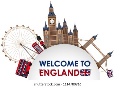 An London Tourist Attraction Template illustration