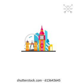 London with Tower Bridge and Big Ben Icon