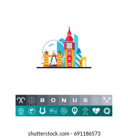 London with Tower Bridge and Big Ben Icon