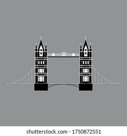 London Tower Bridge black and white vector illustration