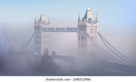 London Tower Bridge In Fog