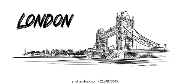 London Tower Bridge free Hand Illustration Art. 