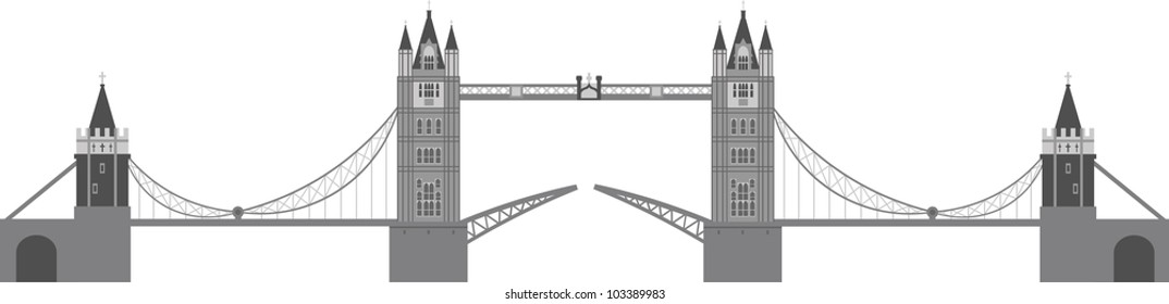 London Tower Bridge Illustration Isolated On White Background