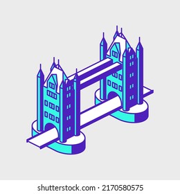 London tower bridge isometric vector icon illustration