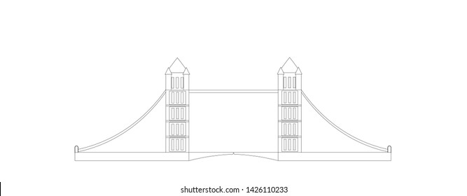 London Tower bridge line vector art