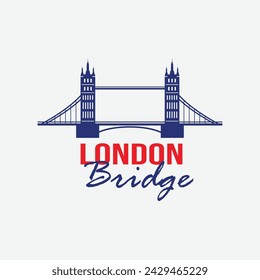 London Tower, London Bridge Logo Vector Design of London Landmarks