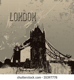 London tower bridge poster. Vector illustration.