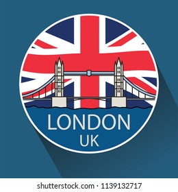 London Tower Bridge as seen from River Thames. Linear vector illustration