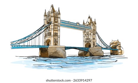 Vetor de desenho aquarela da ponte da torre de Londres