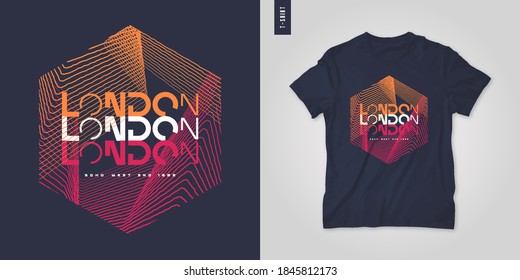 London. T-shirt geometric vector design, poster, print, template.