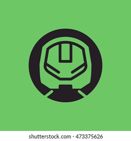 London Tube (metro, Subway) - Underground Passenger Train Icon. Rapid Mass Transit In Tunnel. Vector Flat Line Pictogram. Front View, Futuristic Concept. For Maps, Schemes, City Apps, Infographics.