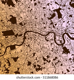 London Two-Tone Map Artprint, Vector Outline Version, ready for color change