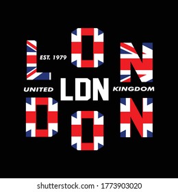 London typography design t-shirt print vector illustration 