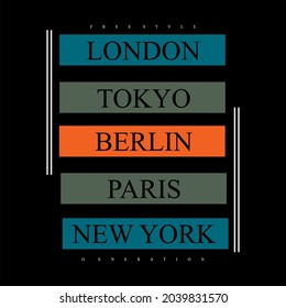 London typography design t-shirt print vector illustration