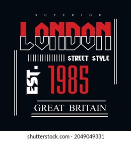 London typography design t-shirt print vector illustration