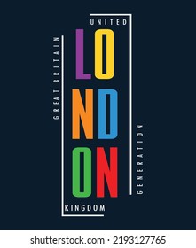 London typography design t-shirt print vector illustration