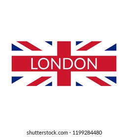London typography design with UK flag. London banner, poster, sport t-shirt print design and apparels graphic. Vector illustration.