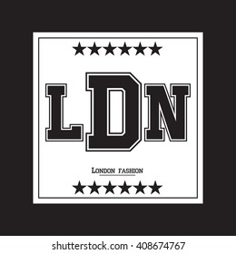 London Typography Graphics. Apparel design. Vector illustration