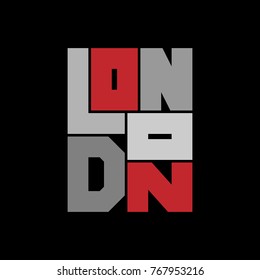 London Typography Graphics. Concept for print production. T-shirt fashion Design. Template for poster, print, banner, flyer.