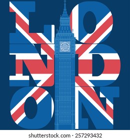  London Typography Graphics, T-shirt design, Big Ben, Attraction of the capital of England, vector illustration