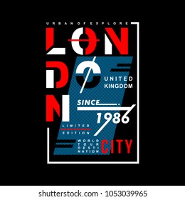 london typography for printing tee shirt design graphic, vector illustration urban young generation 