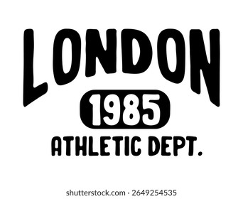 London typography slogan. Varsity athletic vintage for t shirt. tee shirt graphics, urban print. Vector illustration.
