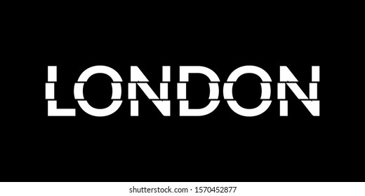 London typography text. London modern design with glitch effect. Vector illustration.