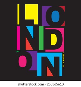 London typography, t-shirt graphics, vectors