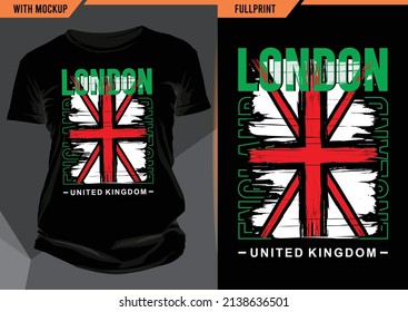 London Typography With Tshirt Mockup, Vector Illustration