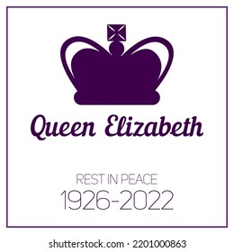 london, UK, 09.08.2022 Queen Elizabeth II death. Memorial poster. British monarch died. svg